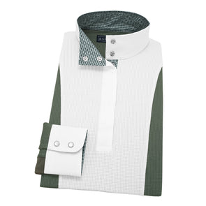 Essex Classics Ladies Sage Green Luna Performance Houndstooth Show Shirt - Equestrian Chic Boutique